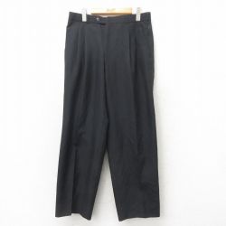 W32★古着 スラックス パンツ メンズ 黒 ブラック 25mar03 中古 ボトムス ロング