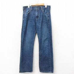 W34★古着 リーバイス Levis 569 ジーンズ メンズ ヒゲ コットン 紺 ネイビー デニム 25mar03 中古 ボトムス ジーパン Gパン ロング パンツ