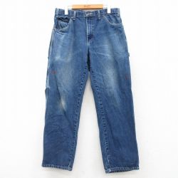 W35★古着 ディッキーズ Dickies ペインター パンツ メンズ コットン 紺 ネイビー デニム 【spe】 25mar04 中古 ボトムス ロング