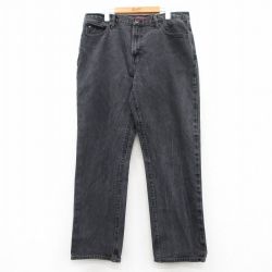 W38★古着 トミーヒルフィガー TOMMY HILFIGER ジーンズ メンズ 黒 ブラック デニム 25mar04 中古 ボトムス ジーパン Gパン ロング パンツ