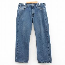 W36★古着 ラングラー Wrangler ジーンズ メンズ コットン 紺 ネイビー デニム 25mar04 中古 ボトムス ジーパン Gパン ロング パンツ
