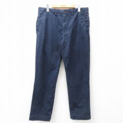 W34★古着 ラルフローレン Ralph Lauren ブランド パンツ メンズ ワンポイントロゴ 紺 ネイビー 25mar04 中古 ボトムス ロング