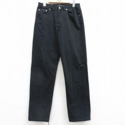 W32★古着 カルバンクライン Calvin Klein ジーンズ メンズ コットン 黒 ブラック デニム 25mar04 中古 ボトムス ジーパン Gパン ロング パンツ