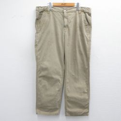 W42★古着 カーハート Carhartt パンツ メンズ ダック地 大きいサイズ ベージュ カーキ 25mar05 中古 ボトムス ロング