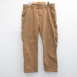 W38★古着 ペインター パンツ メンズ ダック地 コットン 茶 ブラウン 25mar05 中古 ボトムス ロング