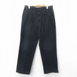 W34★古着 ドッカーズ パンツ メンズ コットン 黒 ブラック 25mar06 中古 ボトムス ロング