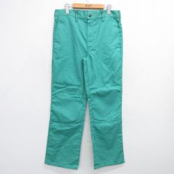 W34★古着 パンツ メンズ 90年代 90s コットン USA製 青緑 25mar07 中古 ボトムス ロング