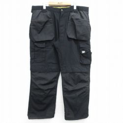 W39★古着 ワーク パンツ メンズ CAT 大きいサイズ 黒 ブラック 25mar07 中古 ボトムス ロング