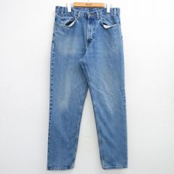 W34★古着 カークランド ジーンズ メンズ コストコ コットン 薄紺 ネイビー デニム 25mar07 中古 ボトムス ジーパン Gパン ロング パンツ