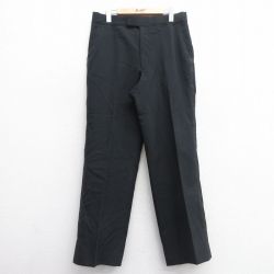 W34★古着 スラックス パンツ メンズ 黒 ブラック 25mar07 中古 ボトムス ロング