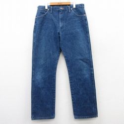 W35★古着 ラングラー Wrangler ジーンズ メンズ コットン 紺 ネイビー デニム 25mar07 中古 ボトムス ジーパン Gパン ロング パンツ