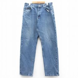W35★古着 ラングラー Wrangler ジーンズ メンズ コットン 紺 ネイビー デニム 25mar07 中古 ボトムス ジーパン Gパン ロング パンツ