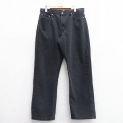 W34★古着 ジーンズ メンズ コットン 黒 ブラック デニム 25mar08 中古 ボトムス ジーパン Gパン ロング パンツ