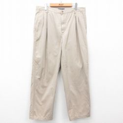 W35★古着 パンツ メンズ コットン ベージュ カーキ 25mar08 中古 ボトムス ロング
