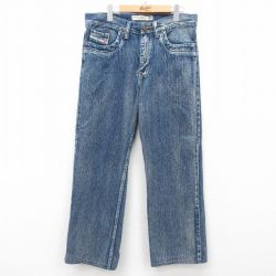【50%OFF】W34★古着 ジーンズ メンズ コットン 紺 ネイビー デニム 25mar08 中古 ボトムス ジーパン Gパン ロング パンツ