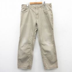 W38★古着 パンツ メンズ ダック地 ベージュ カーキ 25mar08 中古 ボトムス ロング