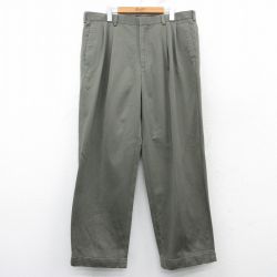 W38★古着 スラックス パンツ メンズ コットン 緑系 グリーン 25mar08 中古 ボトムス ロング