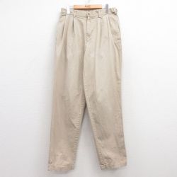 W31★古着 IZOD パンツ メンズ 90年代 90s コットン ベージュ カーキ 25mar08 中古 ボトムス ロング