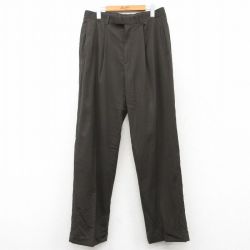 【50%OFF】W33★古着 ダナキャラン DKNY DENY スラックス パンツ メンズ 濃ベージュ カーキ 25mar10 中古 ボトムス ロング