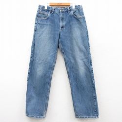 W34★古着 ジーンズ メンズ コットン 紺 ネイビー デニム 25mar10 中古 ボトムス ジーパン Gパン ロング パンツ