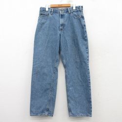 W34★古着 ジーンズ メンズ コットン 紺 ネイビー デニム 25mar10 中古 ボトムス ジーパン Gパン ロング パンツ