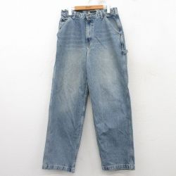 W30★古着 アバクロンビー Abercrombie&fitch ペインター パンツ メンズ 90年代 90s ヒゲ コットン USA製 紺 ネイビー デニム 【spe】 25mar10 中古 ボトムス ロング