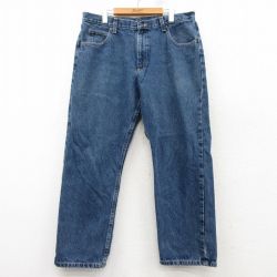 W38★古着 ラングラー Wrangler ジーンズ メンズ コットン 紺 ネイビー デニム 25mar10 中古 ボトムス ジーパン Gパン ロング パンツ