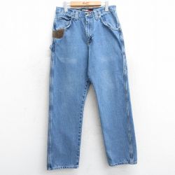 W32★古着 ラングラー Wrangler ペインター パンツ メンズ コットン 紺 ネイビー デニム 25mar10 中古 ボトムス ロング