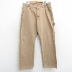 W36★古着 ラングラー Wrangler ペインター パンツ メンズ ダック地 コットン 茶系 ブラウン 25mar10 中古 ボトムス ロング