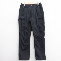 W34★古着 カーゴ パンツ メンズ リップストップ 濃紺 ネイビー 25mar10 中古 ボトムス ロング