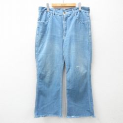 W35★古着 ジーンズ メンズ コットン 薄紺 ネイビー デニム 25mar11 中古 ボトムス ジーパン Gパン ロング パンツ