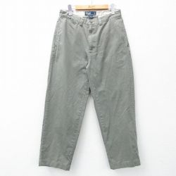 W29★古着 ラルフローレン Ralph Lauren ブランド チノ パンツ チノパン メンズ 90年代 90s ワンポイントロゴ コットン 薄緑 グリーン 25mar11 中古 ボトムス ロング