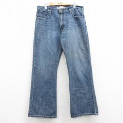 W36★古着 リーバイス Levis 527 ジーンズ メンズ ブーツカット ヒゲ コットン 紺 ネイビー デニム 【spe】 25mar11 中古 ボトムス ジーパン Gパン ロング パンツ