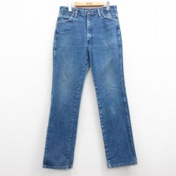W32★古着 ラングラー Wrangler ジーンズ メンズ コットン 紺 ネイビー デニム 25mar11 中古 ボトムス ジーパン Gパン ロング パンツ