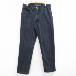 W32★古着 ランズエンド ジーンズ メンズ コットン 黒 ブラック デニム 25mar12 中古 ボトムス ジーパン Gパン ロング パンツ