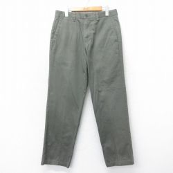 W32★古着 ドッカーズ パンツ メンズ コットン 濃緑 グリーン 25mar12 中古 ボトムス ロング