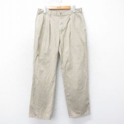 W33★古着 ラルフローレン Ralph Lauren ブランド チノ パンツ チノパン メンズ 90年代 90s コットン ベージュ カーキ 25mar12 中古 ボトムス ロング