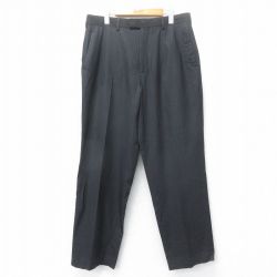 W35★古着 ペリーエリス スラックス パンツ メンズ 黒 ブラック ストライプ 25mar12 中古 ボトムス ロング