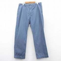 W34★古着 ラルフローレン Ralph Lauren ブランド チノ パンツ チノパン メンズ ワンポイントロゴ コットン 薄紺 ネイビー 25mar12 中古 ボトムス ロング