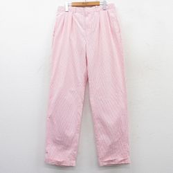 W33★古着 ラルフローレン Ralph Lauren ブランド パンツ メンズ 90年代 90s シアサッカー コットン ピンク他 ストライプ 【spe】 25mar12 中古 ボトムス ロング