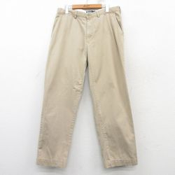 W34★古着 ラルフローレン Ralph Lauren ブランド チノ パンツ チノパン メンズ 90年代 90s ワンポイントロゴ コットン ベージュ系 カーキ 25mar12 中古 ボトムス ロング