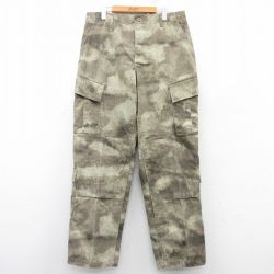 W35★古着 カーゴ パンツ メンズ リップストップ 緑系他 グリーン 迷彩 25mar12 中古 ボトムス ロング