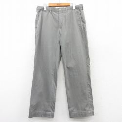 W34★古着 ラルフローレン Ralph Lauren ブランド チノ パンツ チノパン メンズ 90年代 90s ワンポイントロゴ PRESTON コットン グレー 25mar12 中古 ボトムス ロング