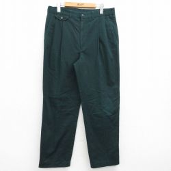 W34★古着 HAGGAR パンツ メンズ コットン 緑 グリーン 25mar13 中古 ボトムス ロング