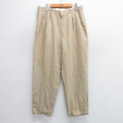 W32★古着 ラルフローレン Ralph Lauren ブランド スラックス パンツ メンズ 90年代 90s リネン ベージュ カーキ 【spe】 25mar13 中古 ボトムス ロング
