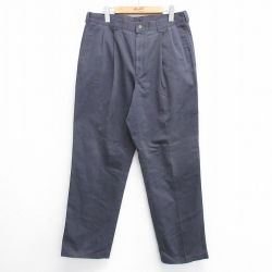 W32★古着 トミーヒルフィガー TOMMY HILFIGER ブランド パンツ メンズ ワンポイントロゴ 濃グレー 25mar13 中古 ボトムス ロング