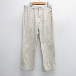 W31★古着 ラルフローレン Ralph Lauren ブランド チノ パンツ チノパン メンズ 90年代 90s ワンポイントロゴ コットン 薄ベージュ カーキ 25mar13 中古 ボトムス ロング