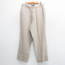 W30★古着 ラルフローレン Ralph Lauren ブランド パンツ メンズ 90年代 90s リネン ベージュ カーキ 25mar13 中古 ボトムス ロング