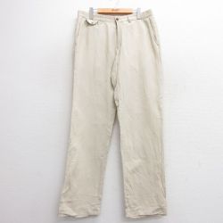 W34★古着 ラルフローレン Ralph Lauren ブランド パンツ メンズ リネン ベージュ カーキ 25mar13 中古 ボトムス ロング
