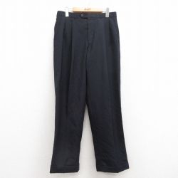 W32★古着 ラルフローレン Ralph Lauren チャップス ブランド スラックス パンツ メンズ 90年代 90s ウール カナダ製 紺 ネイビー 25mar14 中古 ボトムス ロング